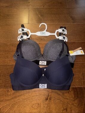 C&C California Grey + Navy Padded Everyday Bra 2-Pack 36B